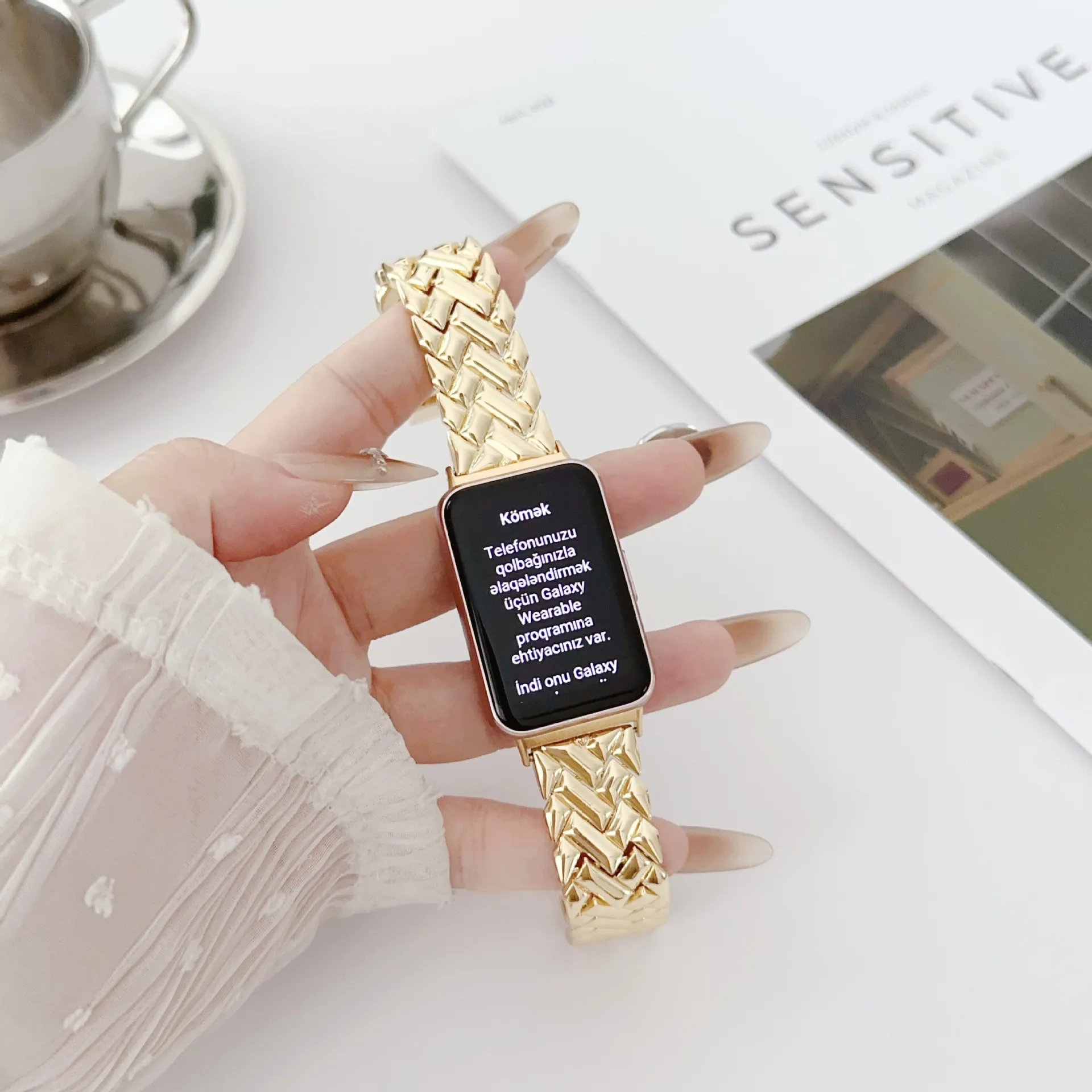 새로운 손목밴드 메탈 스트랩 삼성 갤럭시 핏 3 밴드  - Smartwatch New Watches For Women 리뷰 및 가격