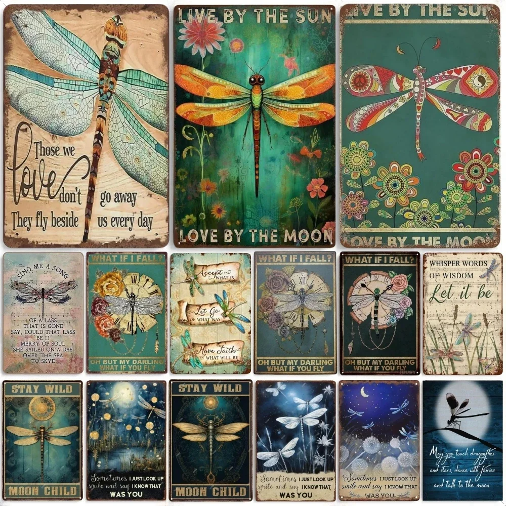 Винтажная жестяная вывеска «Стрекоза Метаи», настенное искусство «Ты мы любим не перейти, они летают, рядом с нами каждый день, знаки «Стрекоза», настенный декор