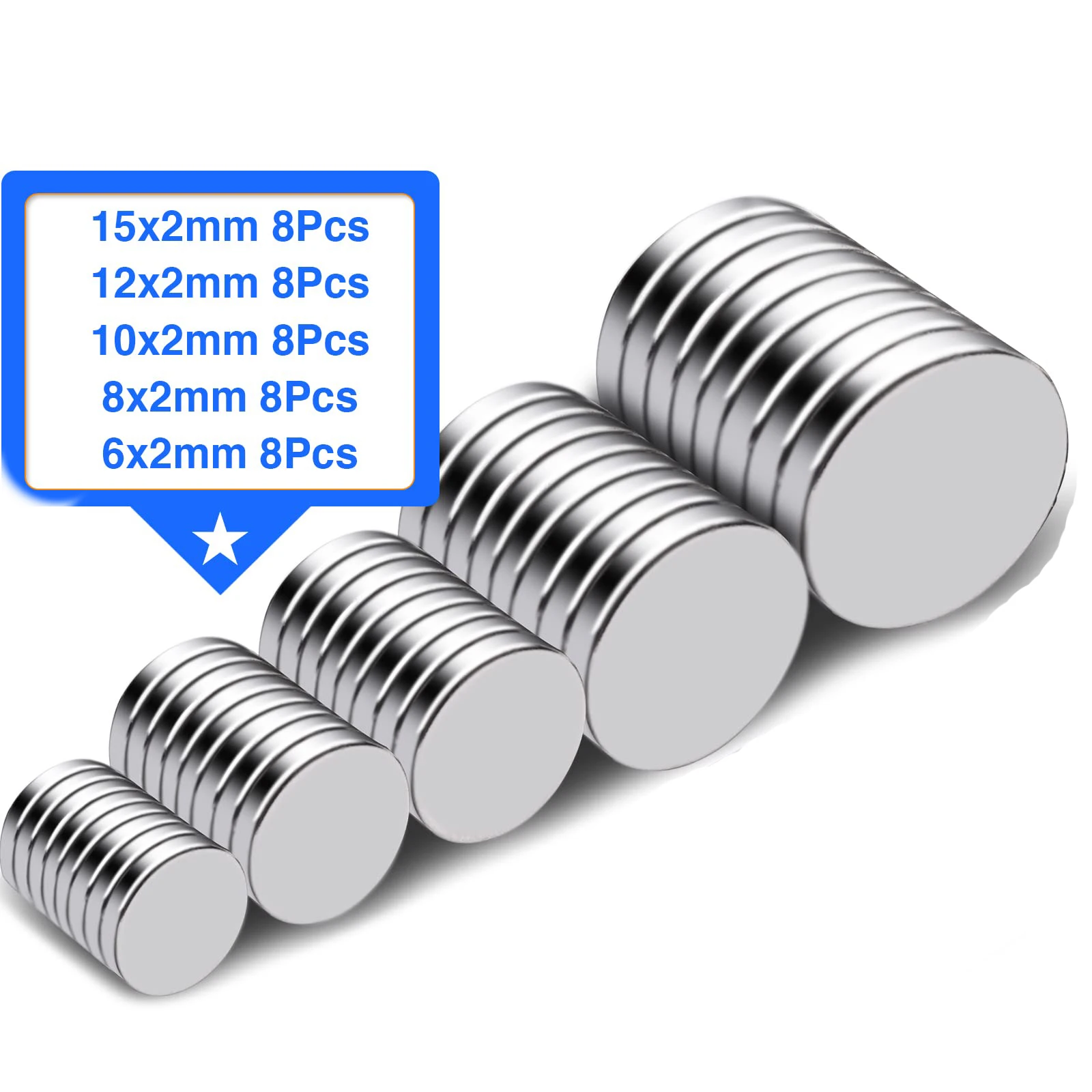 Small Magnets 40Pcs Tiny Rare Earth Magnets 5 Different Size Neodymium Magnets for Refrigerator DIY Building Crafts and Kitchen