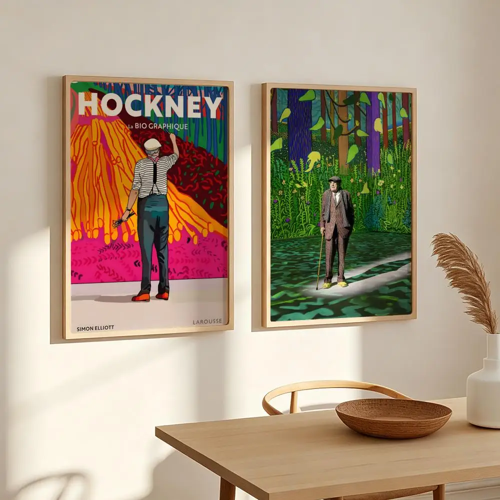 David Hockney-Artist Painting Calligraphy Gallery-Quality Canvas Art Poster Chic Neutral Wall Painting for Home Decor
