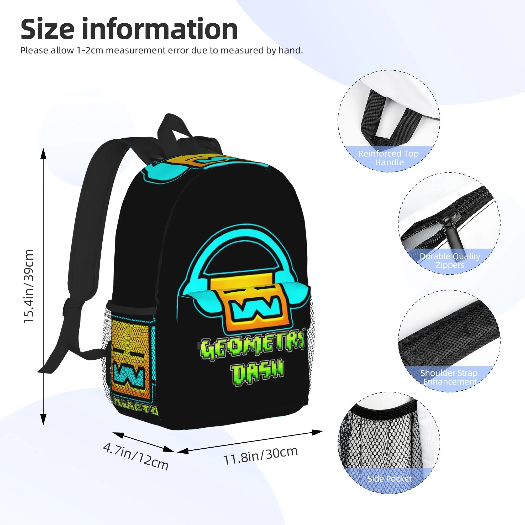 Geometry Dash Game Music Cute Geometric Backpack Hot Sale Daypack  Boys Girls BookBag Shoulder Bags for Men Women School Bag