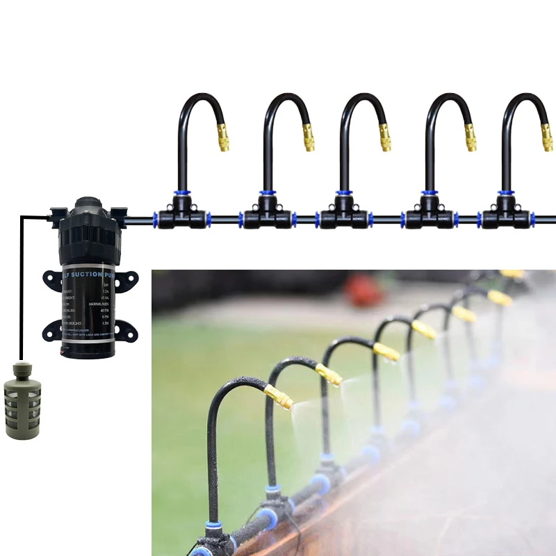 Universal Atomization Sprinkler Automatic Pump Watering Kits with 20cm Rotating Copper Nozzle Balcony Rainforest Spray Cooling