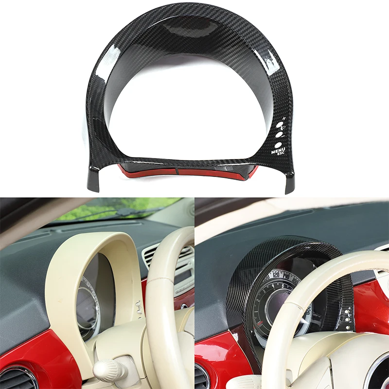 

1Pcs Real Carbon Fiber For Fiat 500 2007-2015 Car Dashboard Decorative Frame Sticker Car Interior Protection Accessories