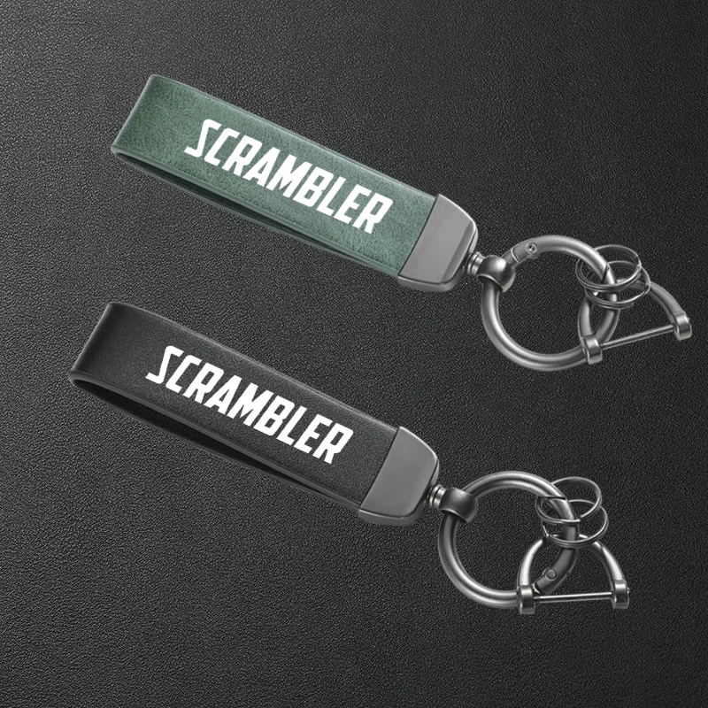 

For Ducati Scrambler 400 800 1100 797 Motorcycle High-Grade Leather Keychain Metal Keyring Accessories