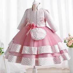 3-10 Year Old New Girls' Princess Dress Children's Christmas Show Long Sleeve Coat Dress Autumn Girls' Party Prom Dress