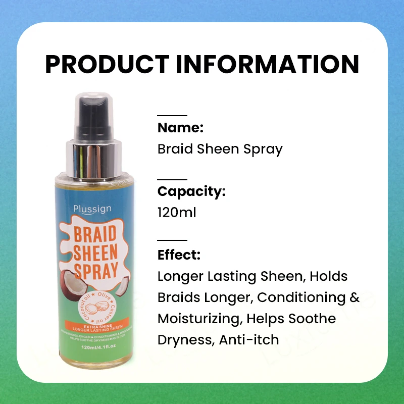 Semprotan Sheen kepang Anti gatal, set perawatan rambut, minyak kulit kepala eksotis untuk perawatan kepang, semprotan Sheen tahan lama 120ml