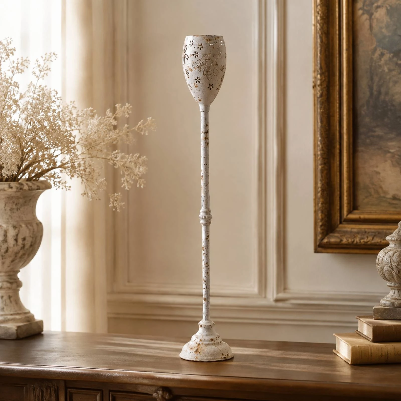 candle-stand-elegant-distressed-white-candle-holder-with-flared-base-for-dining-table-centerpiece-romantic-dinner-settings