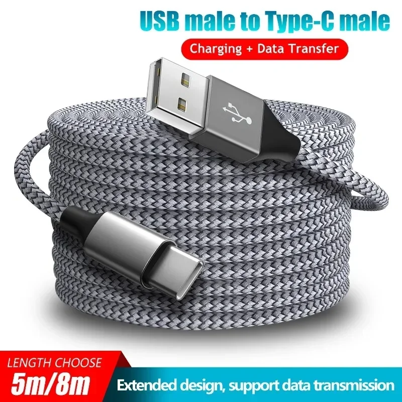 6A Extended USB TYPE-C Cable Braided Data Cable for  Huawei Xiaomi Switch Sony PS5 TYPE-C 8m 5m Cable