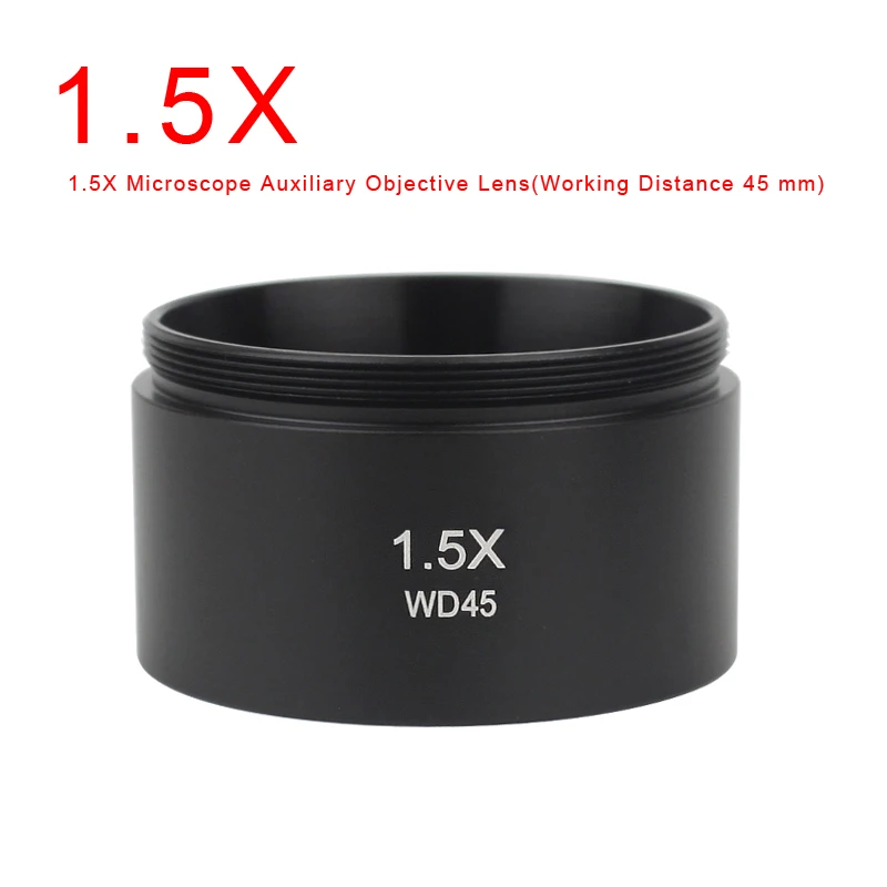 WD165 0.5X 0.7X 0.75X 1.5X 2.0X Auxiliary Objective Lens  Thread 48mm Barlow Glass Lens For Stereo trinocular Microscope