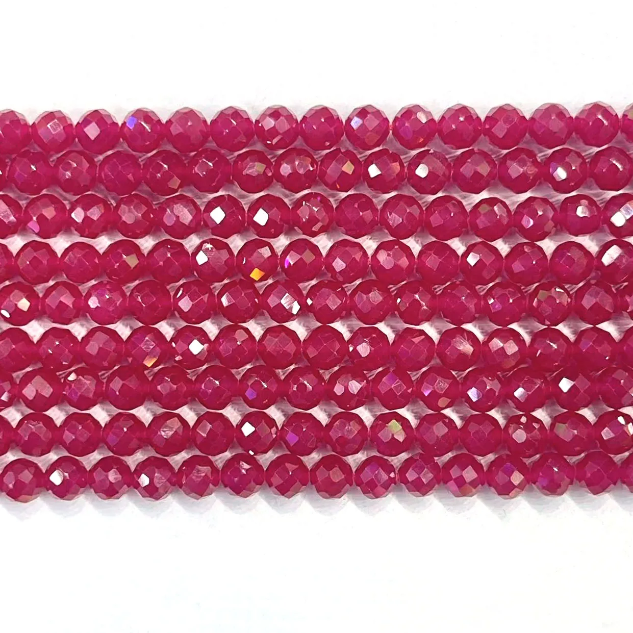 Natural Stone Red Corundum 2/3/4/5MM Round Faceted Loose Spacer Beads Genuine Gem For Women Jewelry Making DIY Stone Strand 15''