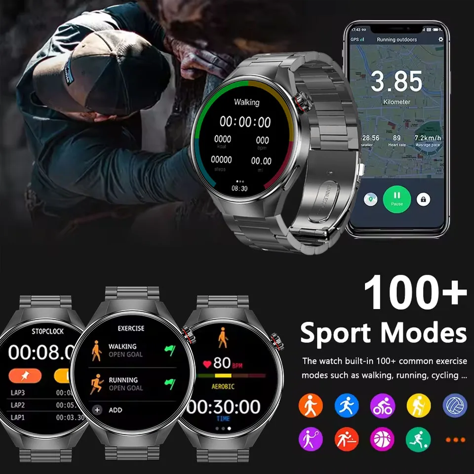 2025 Nowość dla Huawei Xiaomi GT5Pro Smart Watch Men NFC GPS Tracker AMOLED 466 * 466 HD Ekran Tętno Bluetooth Call SmartWatch