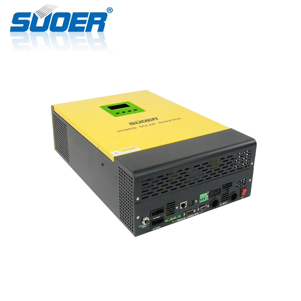 Inverter Hybrid Tenaga Surya 48V 230V 5000W dengan Layar LCD, Inverter 5KW dengan Pengontrol Pengisian Daya MPPT Terintegrasi