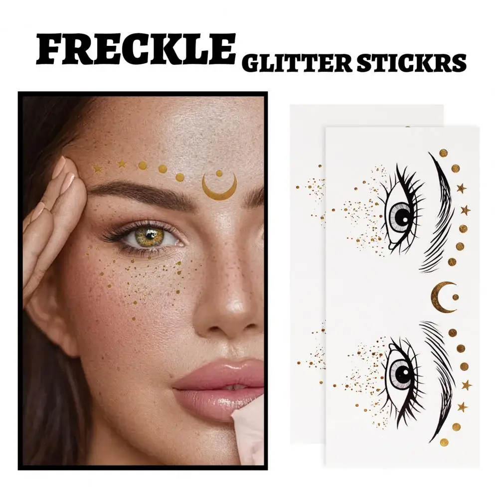 Makeup Remover Stickers Shimmering Freckles Tattoo Stickers for Women Girls Eye-catching Temporary Makeup Patches for Parties