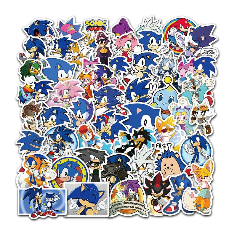 Sonic The Hedgehog Adesivos, Anime Figure Image, Caderno, Telefone, Copo de água, Mala, Decoração, Atacado, 50Pcs