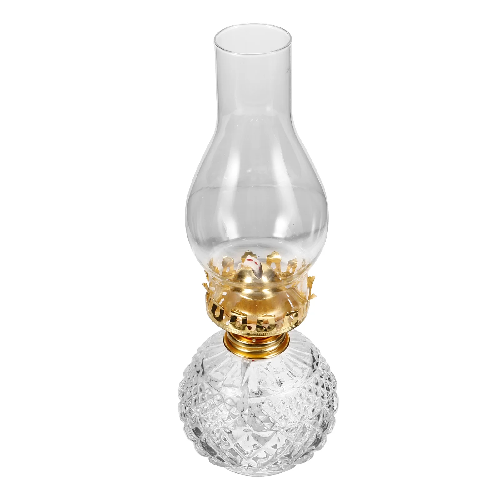

Vintage Glass Lamp Decorative Oil Lantern Heat Resistant Clear Cover Indoor Tabletop Fireplace Living Room Decoration
