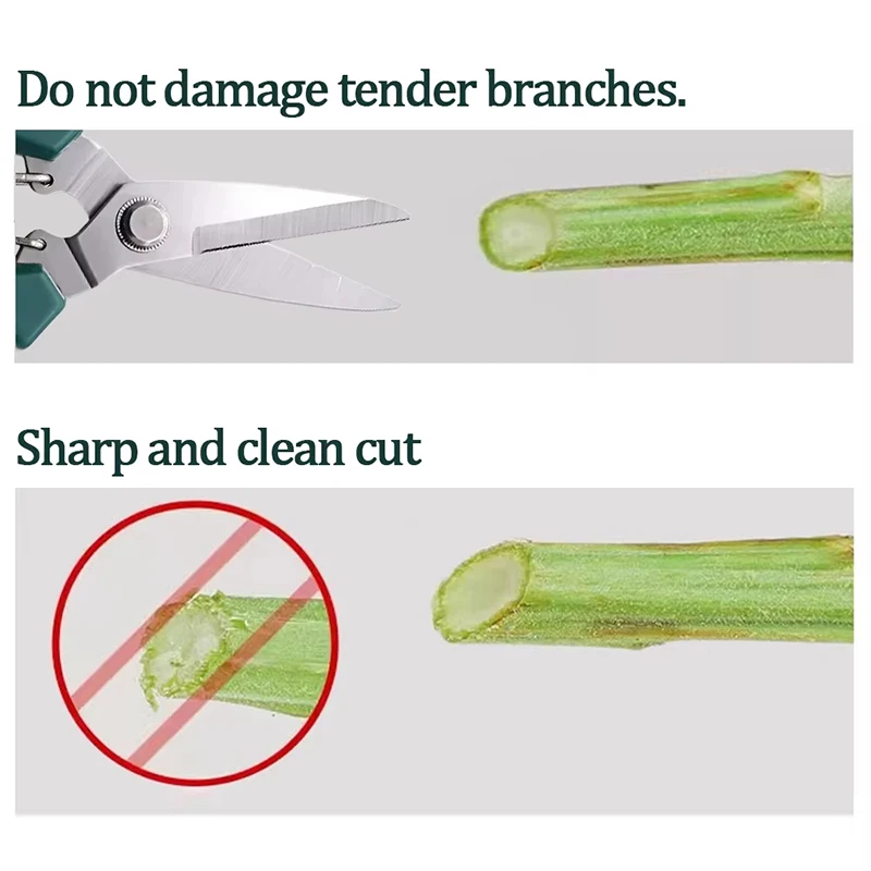 190mm 스트레이트 헤드 가지 치기 가위 스테인레스 스틸 미끄럼 방지 핸들 정원 가위 분재 가정용 원예 도구