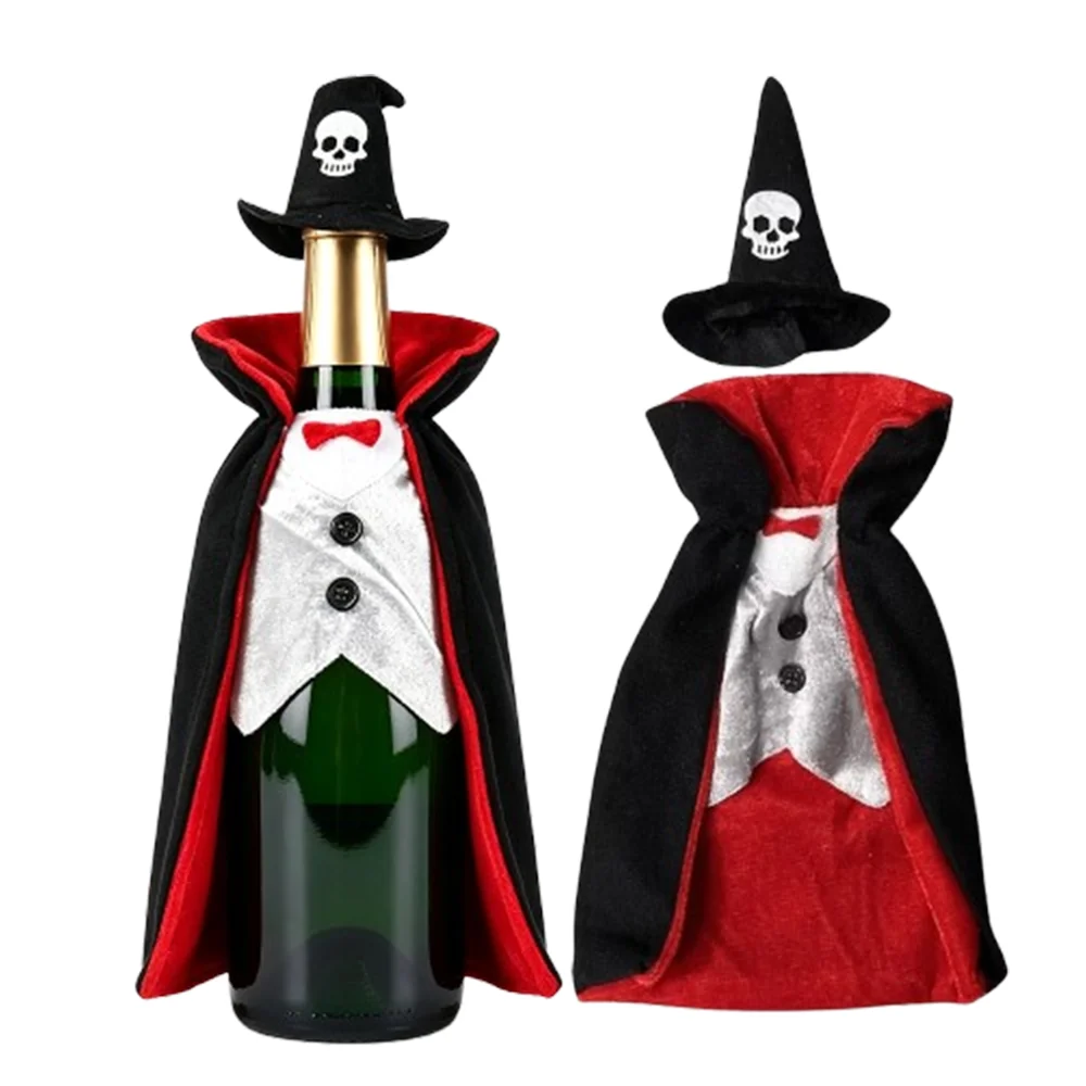 Halloween Wine Bottle Cap Decorations Dracula Vampire Wine Rack Halloween Dinner Decorations Table Decorations Suitable for Various Shapes of Red Wine, Champagne, Sparkling Wine, Fruit Wine, Etc