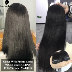 Extensions de cheveux humains à clipser pour femmes noires, faisceaux de cheveux raides Yaki, cheveux humains péruviens légers, clip Ins