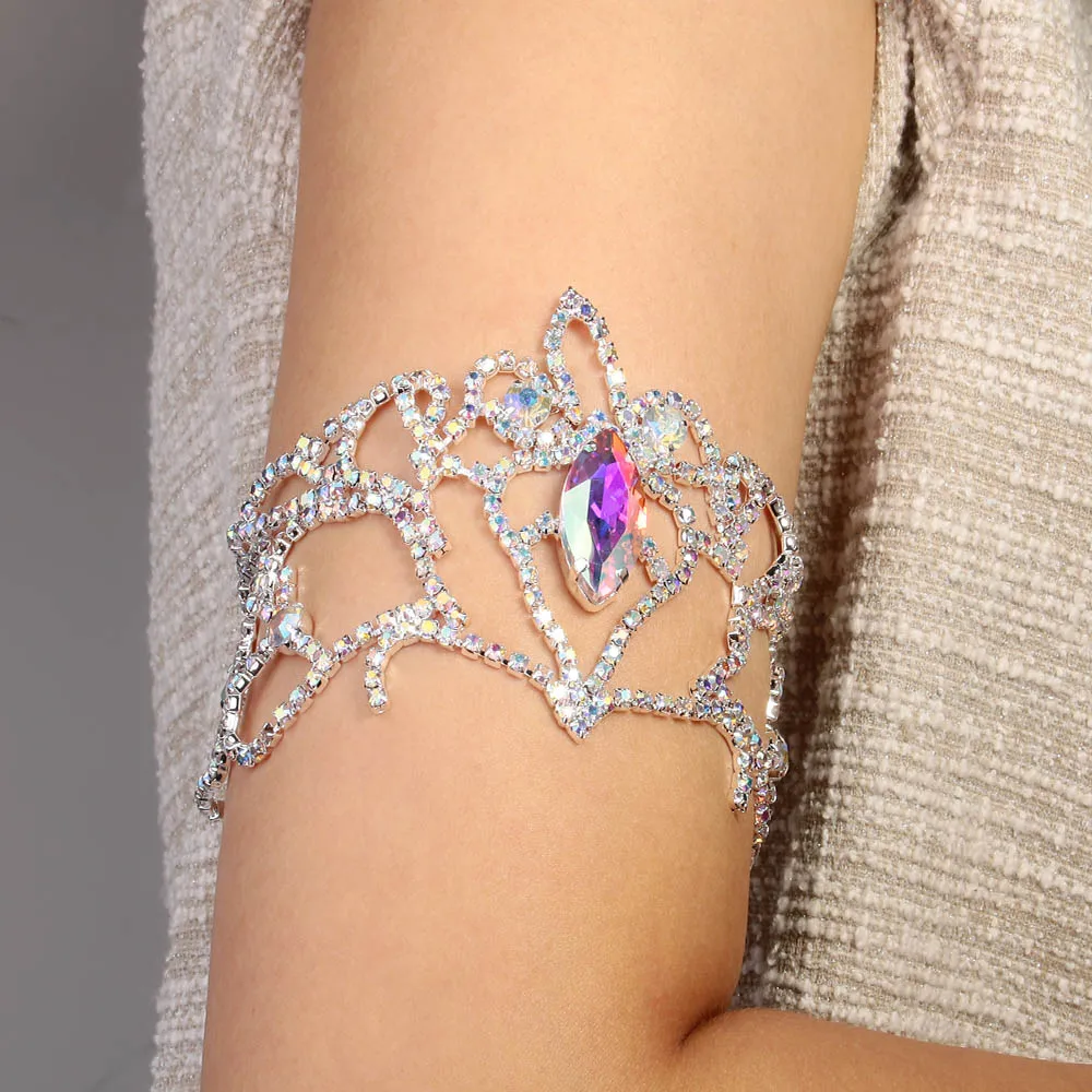 AB Strass Pulseira Gota De Água para As Mulheres, Ajustável Oco Cristal Belly Arm Mão Cadeia, Dança do Verão Acessórios de Moda