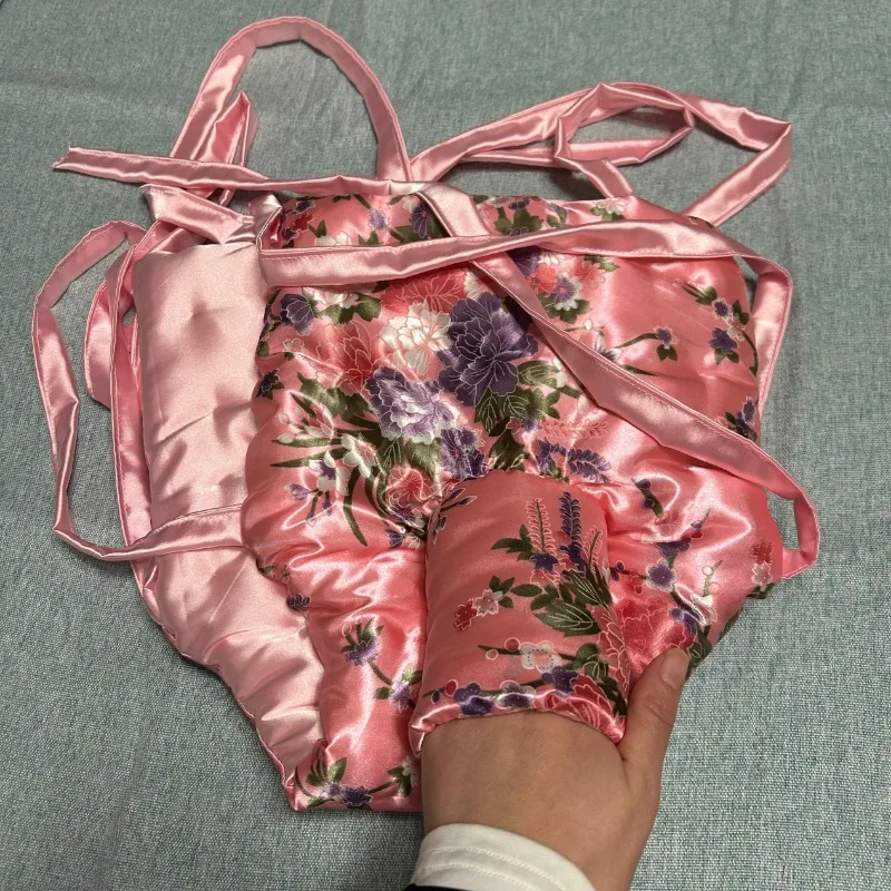 Men Glossy Soft Floral Silky Touch Briefs with Filled Long Staple Cotton Sheath Pants Club Sexy Costumes Private Party BF Male