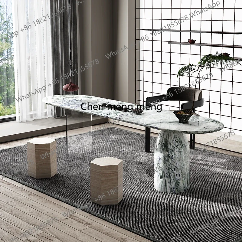 M182 Crystal-Transparent Table Set - Space-Expanding Italian Marble Legs, Custom Small Kitchen Dining with Easy Wipe