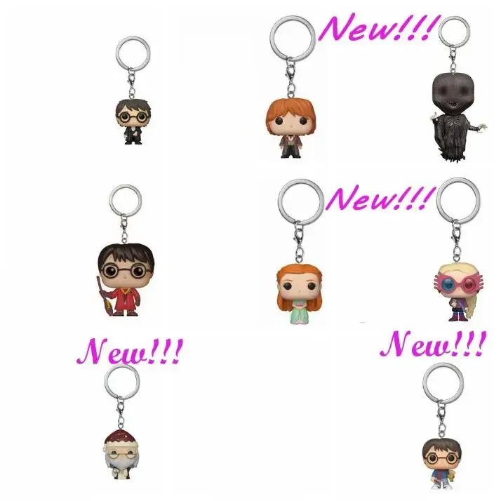 Funko POP Keychain Toy Hermione Ginny Ron Hedwig Snape Fawkes Dementor Luna Lovegood Key Ring Chain Vinyl Figure Toys