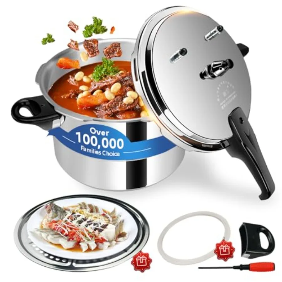 Olla a presión de 10.57 qt+ compatible con todo tipo de cocinas, incluyendo inducción, olla a presión de fondo grueso con resorte