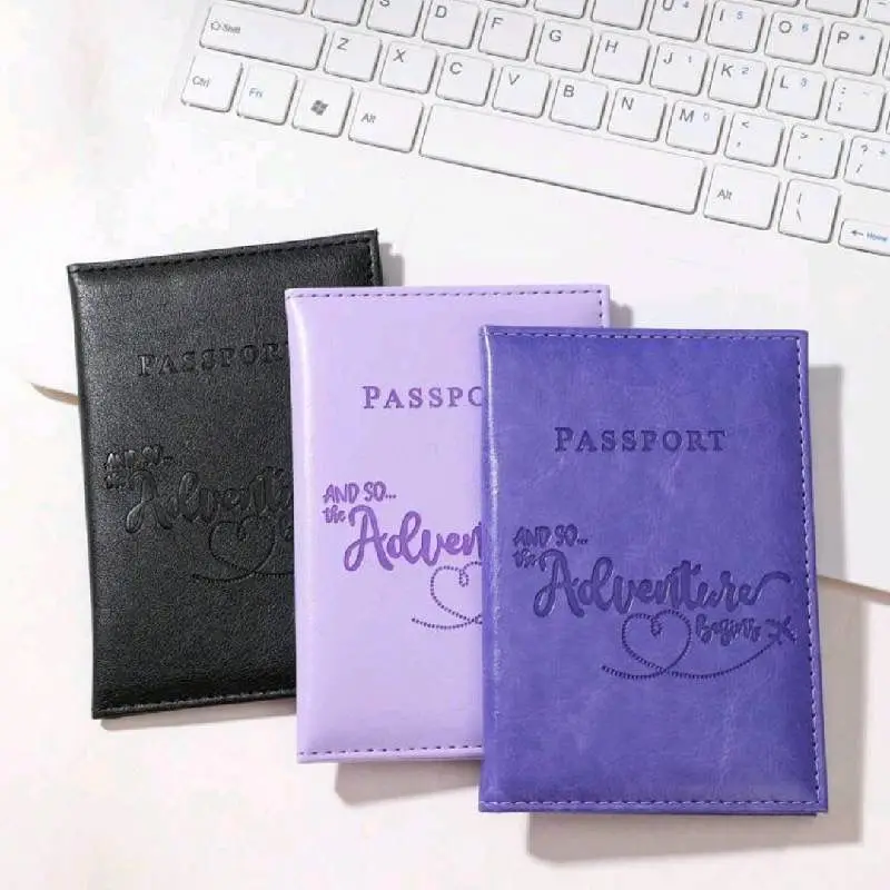 PU Letter Printed Passport Cover Passport Holder Id Holder Flight Ticket Clip Passport Wallet for Women Men Travel Accessories