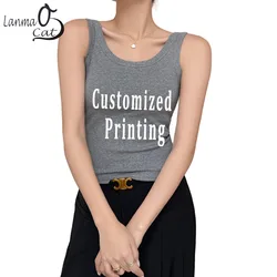 Custom Printing  Summer  Vest  Women Tank Top U-Neck Crop Tops Summer Women Tops