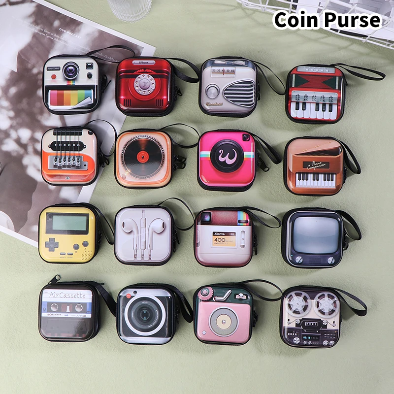 1 Pc Cute Student Coin Purse Retro Musical Instruments Design Wallet Holder For Girls Portable Cute Small Storage Box