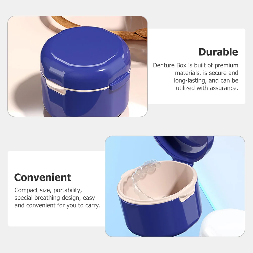 Boîte de protection pour prothèses dentaires, 2 pièces, étui de retenue de vidange rond, attelle orthodontique Portable, support de rangement, conteneur de protection buccale de voyage