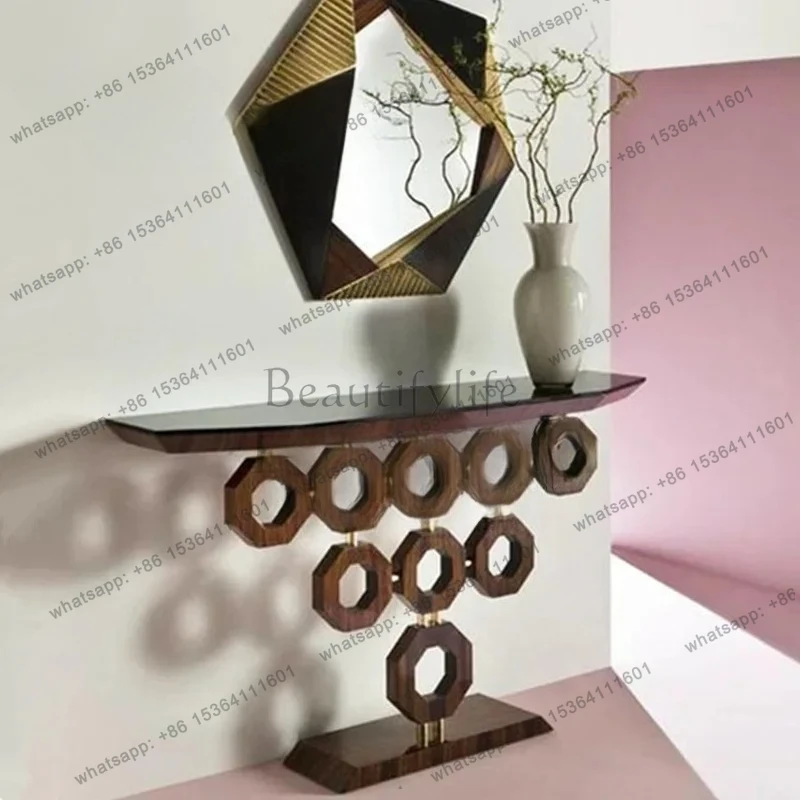 Italian Light Luxury Entrance Table Living Room Modern Hotel Decorative Strip Case End View Table Creative Entrance Table