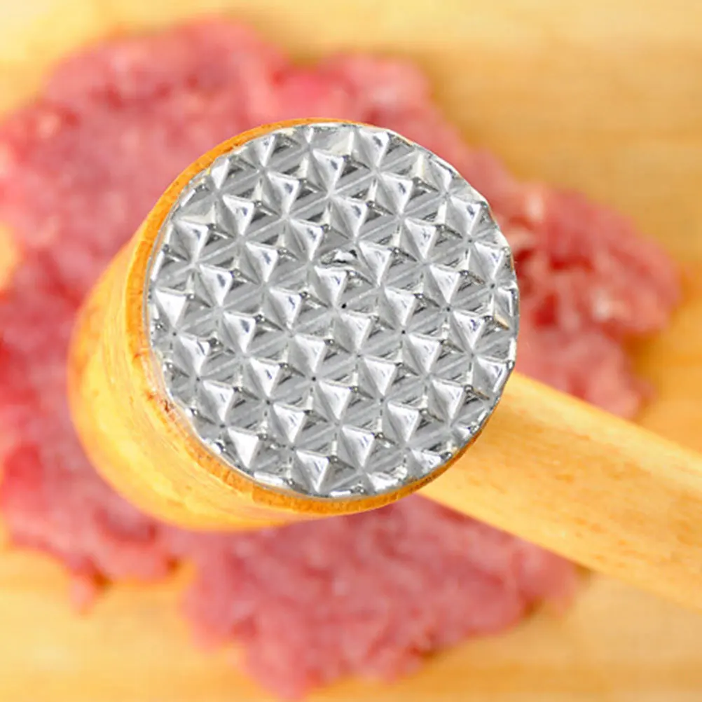 

Double-Sided Meat Tenderizer Hammer Wooden Handle Steak Hammer Spiked and Wavy Face for Easy Tender Meat Knocking