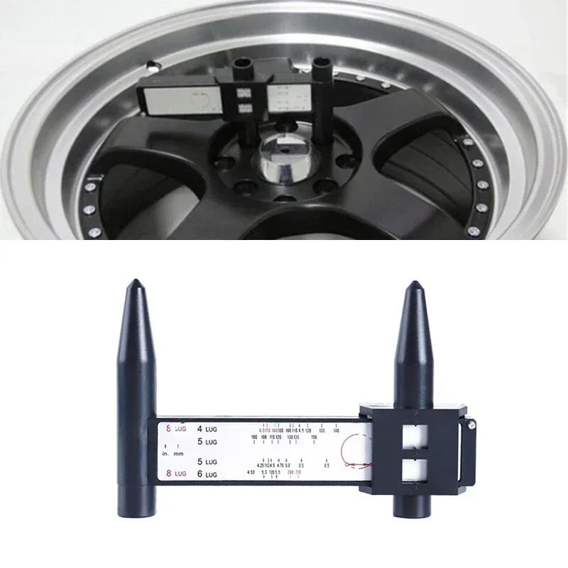 Wheel Rim Bolt Pattern Sliding PCD Measuring Tool Gauge Ruler 8 Holes PCD Ruler Lugs Hub Pitch Measurement Tool