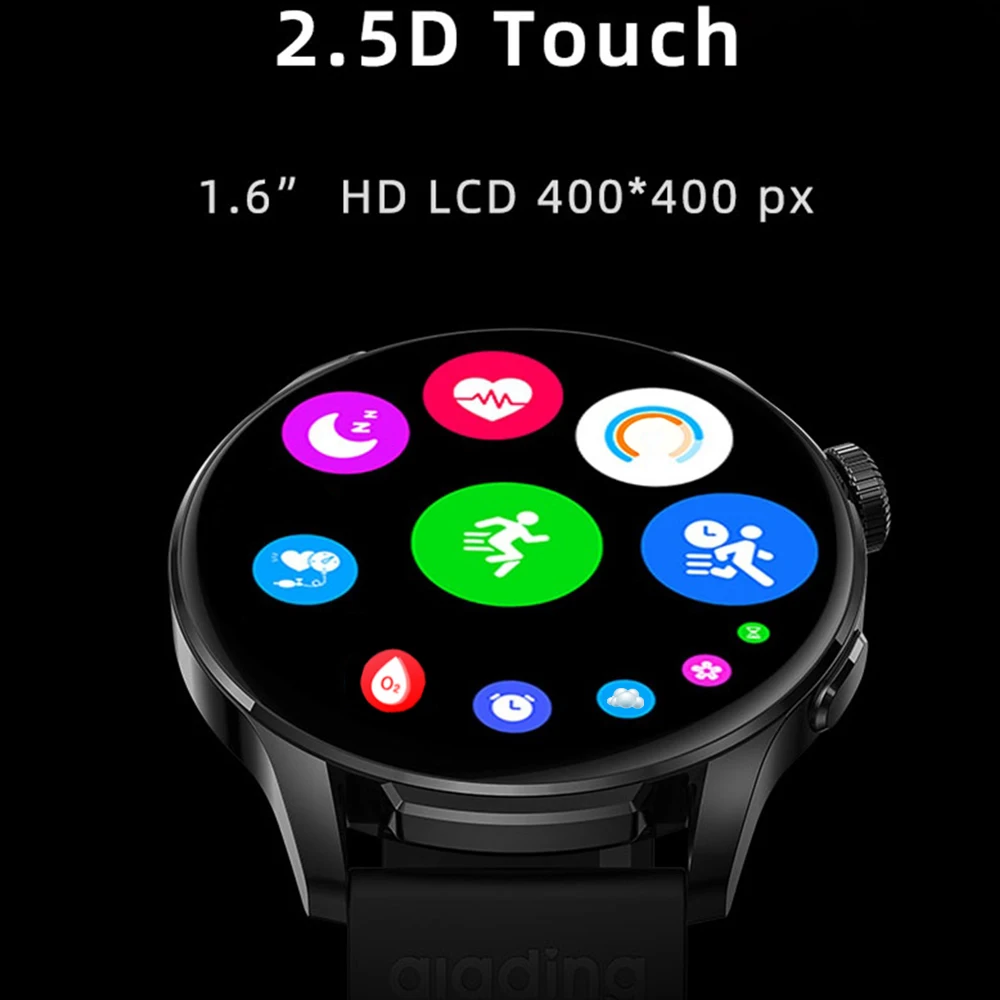 1.6 "2.5D inteligentny zegarek z ekranem łuku bezprzewodowe ładowanie obrotowa korona wodoodporny NFC sport tętno mężczyźni muzyka inteligentny zegarek Waterpro