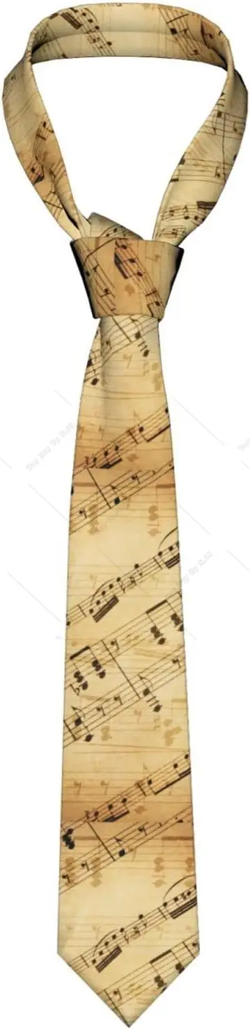 Music Notes Men's Tie Funny Necktie Novelty Tie Gift for Men Print One Size for Party Concert Livehouse