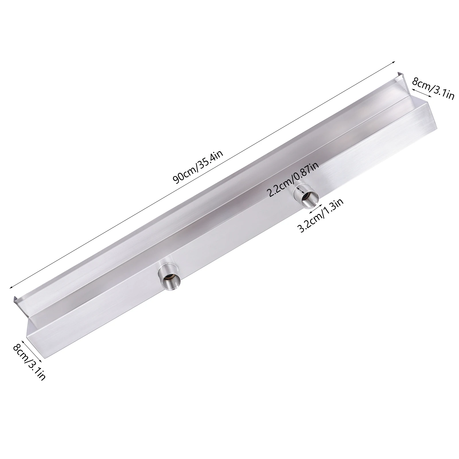 35.4" Pool Fountain Stainless Steel Pool Waterfall w/Blue Color LED Strip Light Waterfall Spillway Rectangular Garden Outdoor