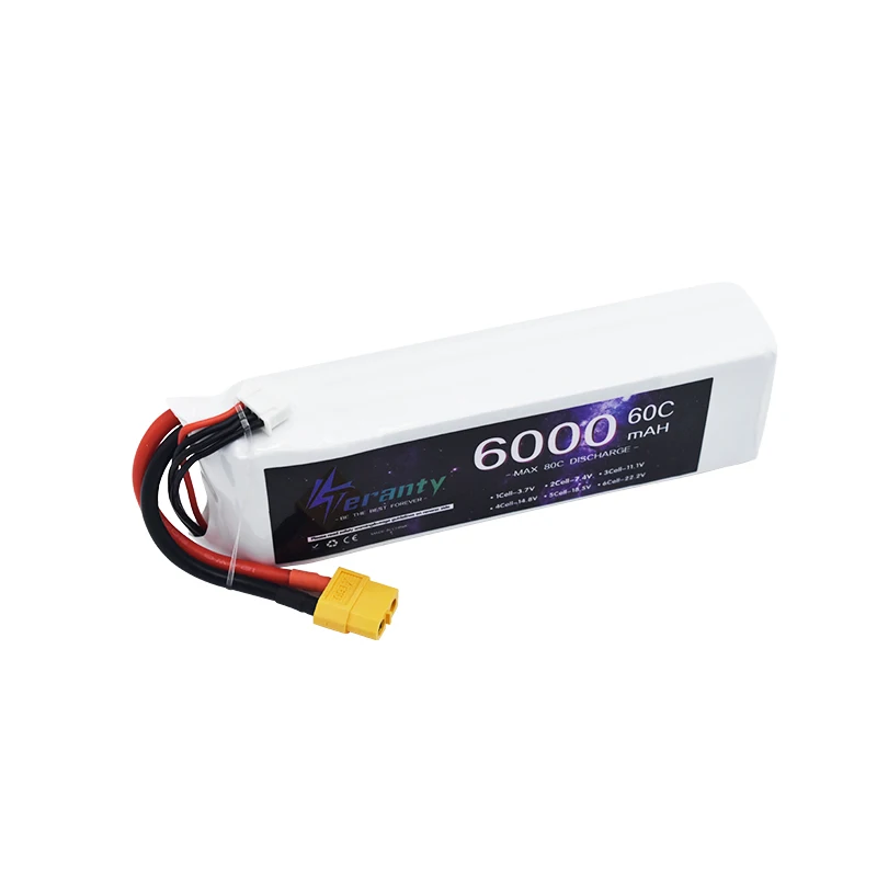 TERANTY LiPo 배터리, 6000mAh 60C, XT60 커넥터, 소프트 팩 RC 차량, 자동차 트럭 탱크 보트 트러기 버기 EC5 XT90 DEANS T