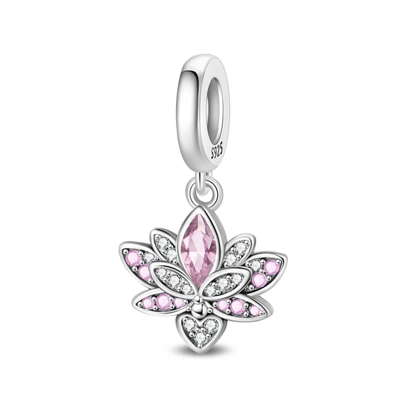 

925 Sterling Silver Exquisite Lotus Charms Pendant For Women Fit Original Bracelet DIY Birthday Party Jewelry Gifts