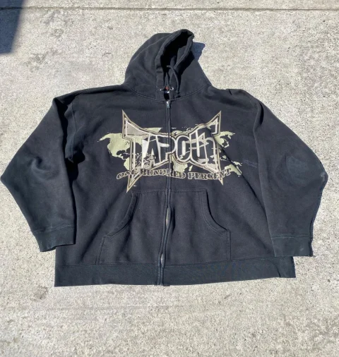 Gothic Harajuku oversized letter printed loose hooded jacket men's y2k street youth niche brand tapout series sports casual tops