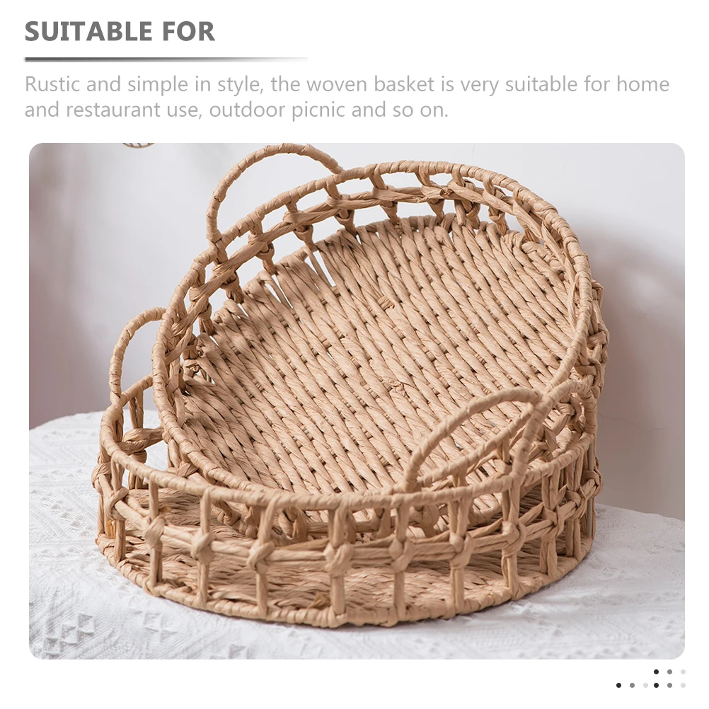 

Multi-Function Woven Storage Basket Paper Rope Craft Home Kitchen Fruit Vegetable Organizer Decorative Sundries Holder