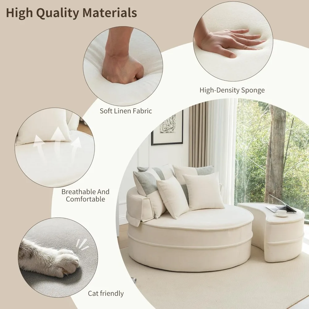 كرسي كبير جدًا مع مسند و5 وسائد، صالة تشيس دائرية مريحة للقراءة الداخلية، كرسي زاوية غرفة المعيشة Readi #6