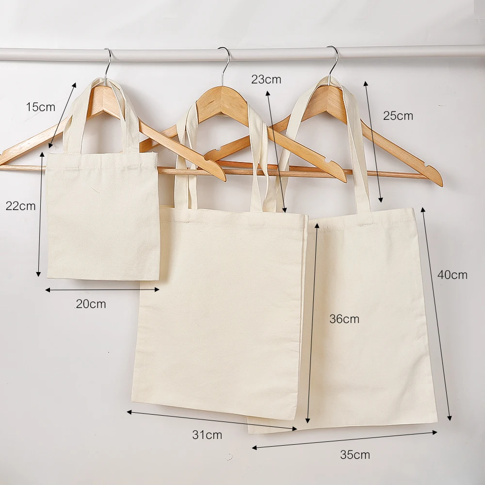 3 Sizes Solid Color Large Capacity Shopping Bag EcoTote Cotton Cloth Reusable for Women Man Linen Simple Storage Handbag Gifts