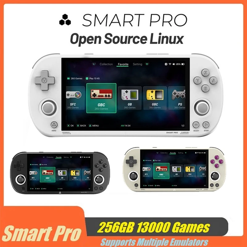 New For Trimui Smart Pro Game Console 256GB 13000 Games Linux Retro Video Game Console Supports Multiple Emulators Black