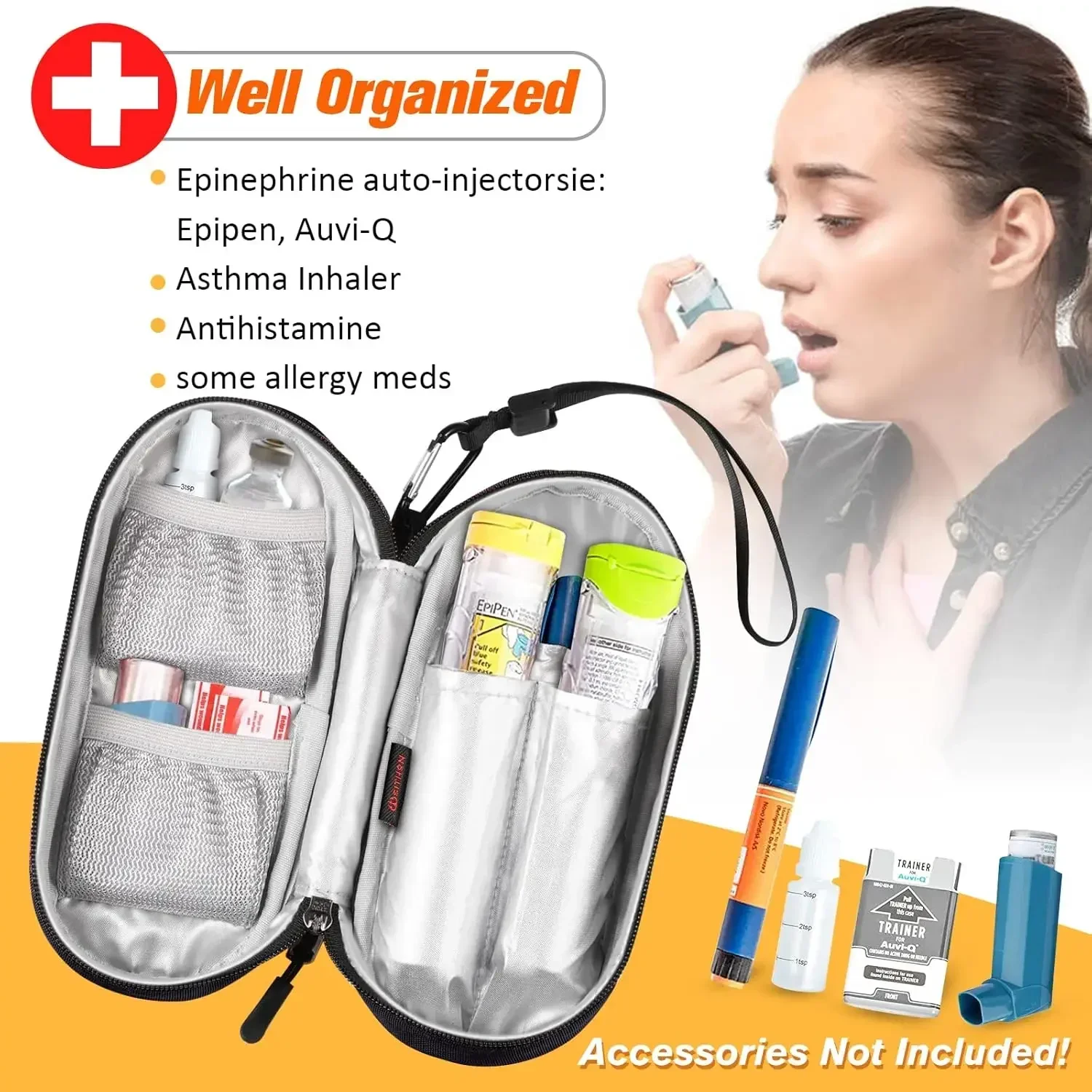 Organizer Bag Outdoor Insulated Travel Medication with Survival Kit and EpiPens Pouch for Emergency Medical Supplies