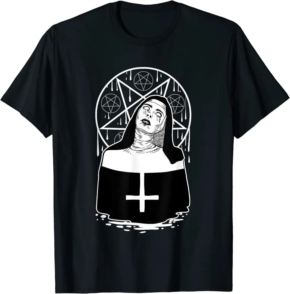 Dark Evil Nun Pentagram Scary Nun T-Shirt Anime Graphic T-shirts For Men Clothing Women Short Sleeve Tees Y2K Tops