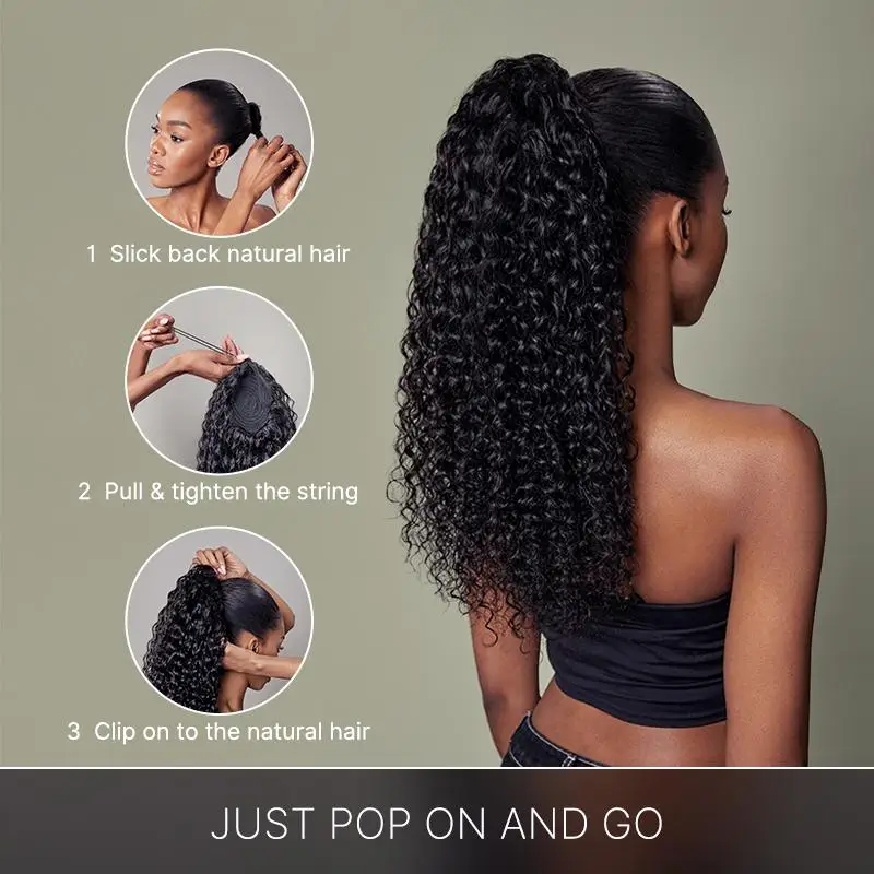 Haute densité 10 secondes queue de cheval coiffures corde queue de cheval Extensions printemps fibreisé queue de cheval