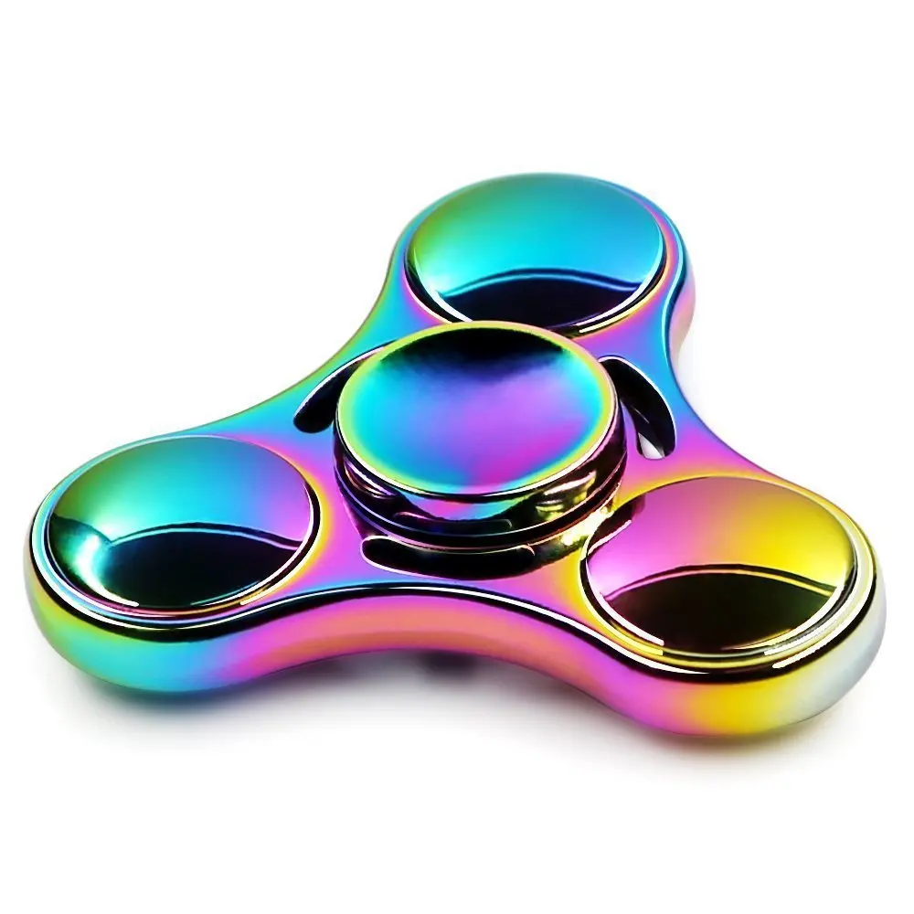 Colorful Spinning Triangle Fingertip Gyro Triple Leaf Cool Alloy Hand Spinner EDC Interfinger Gyro Relieve Stress Toys Gifts