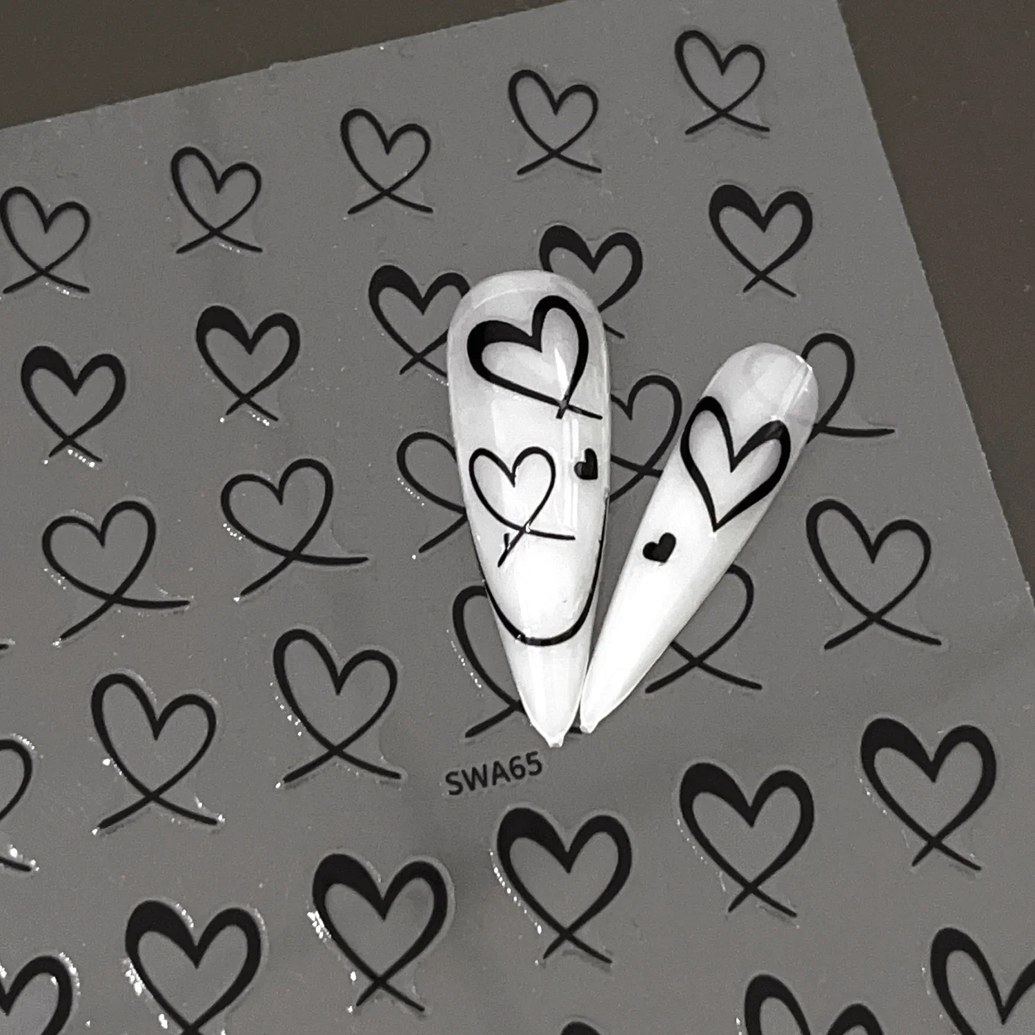 Liefde Hart Nail Art Stickers Set 3D Zwart Wit Roze Lijnen Franse Nagels Decals DIY Zelfklevende Slider Manicure Decoraties