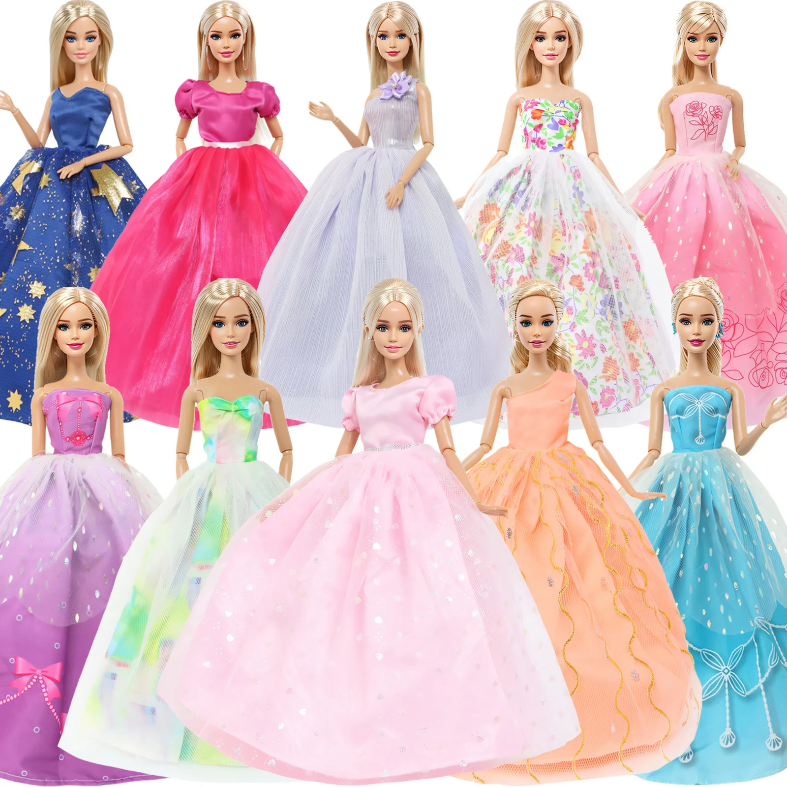Random 5 Pcs Wedding Dresses Evening Party Gown Princess Skirt Clothes for 11.5 Inch Doll Accessories 30cm Dollhouse Kids Toy